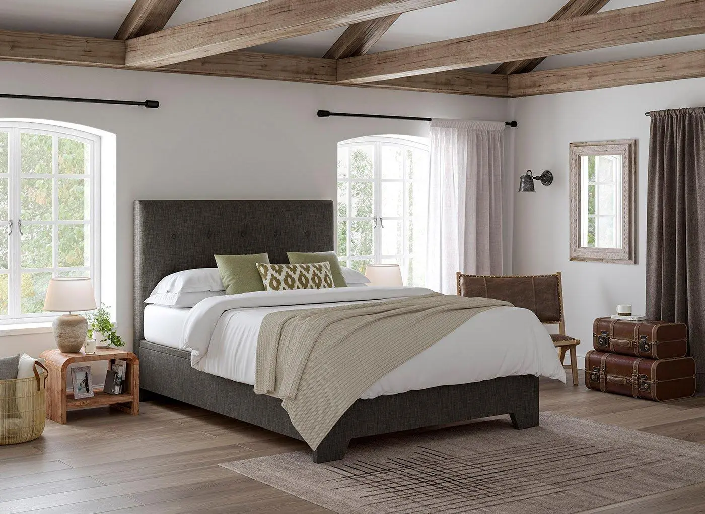 Jenkins Upholstered Ottoman Bed Frame - Grey