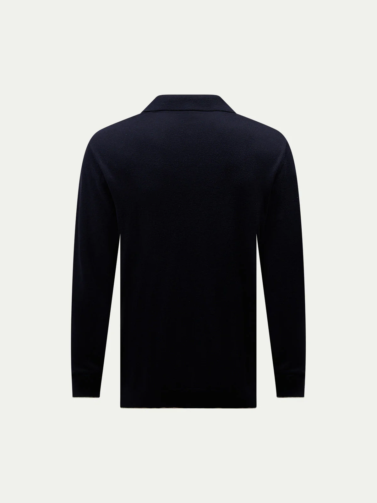 Jersey Knit Long Sleeve Polo Shirt in Dark Sapphire Navy - Image 6