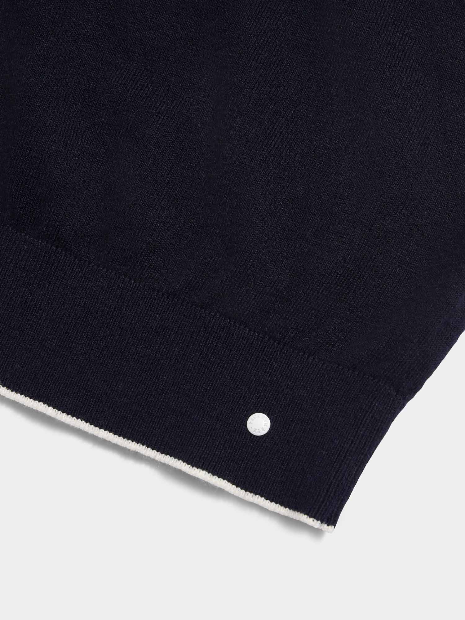 Jersey Knit Long Sleeve Polo Shirt in Dark Sapphire Navy - Image 9