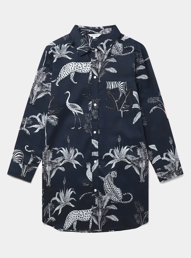 Navy Jungle Women's Organic Cotton Nightshirt