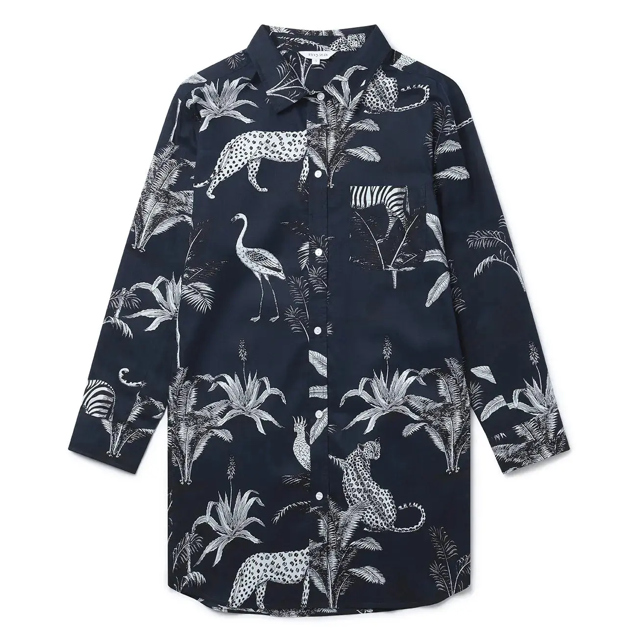 Navy Jungle Women's Organic Cotton Nightshirt - Image 4