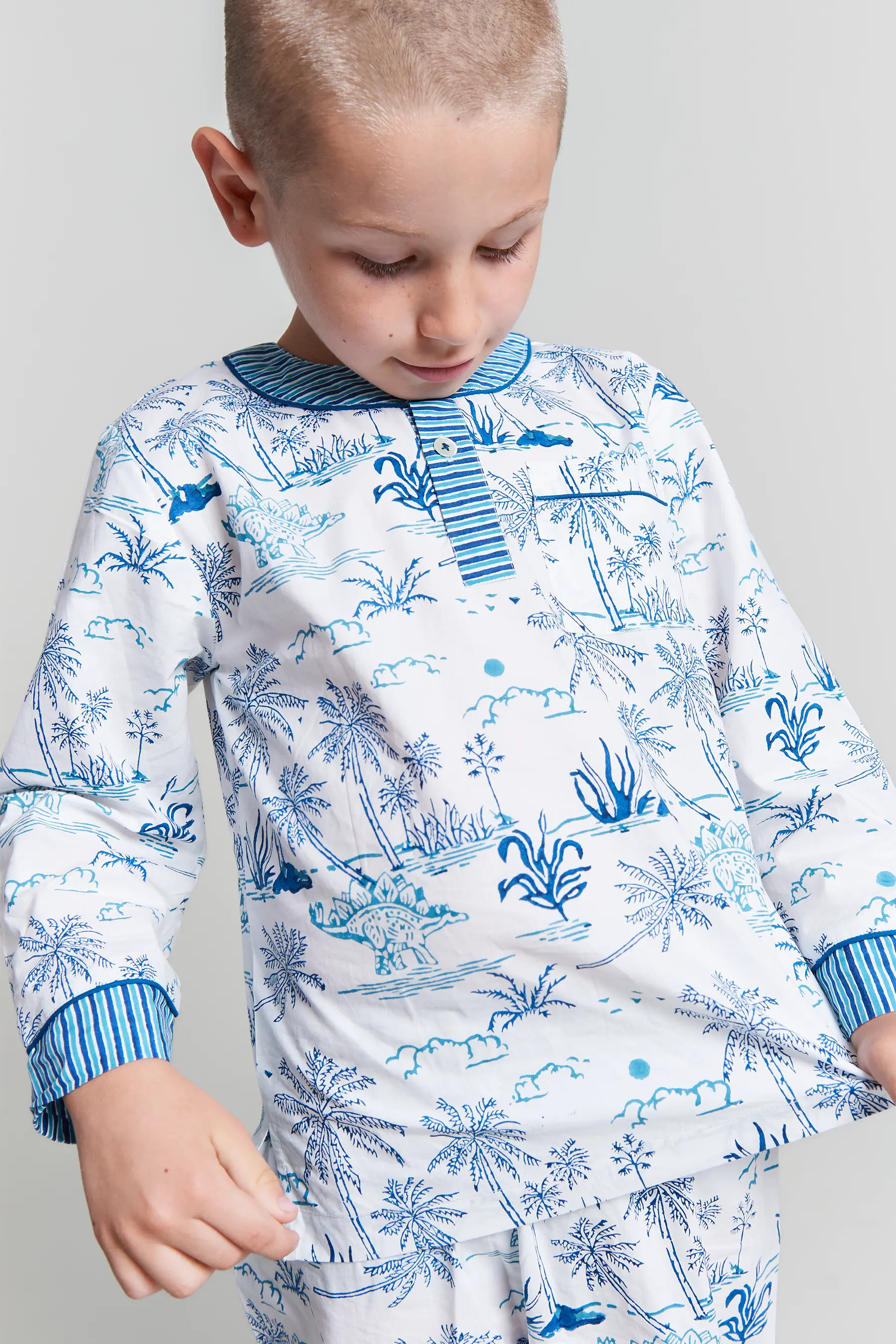 jurassic landscape Kids Organic Cotton Pyjama Trouser Set - Image 4