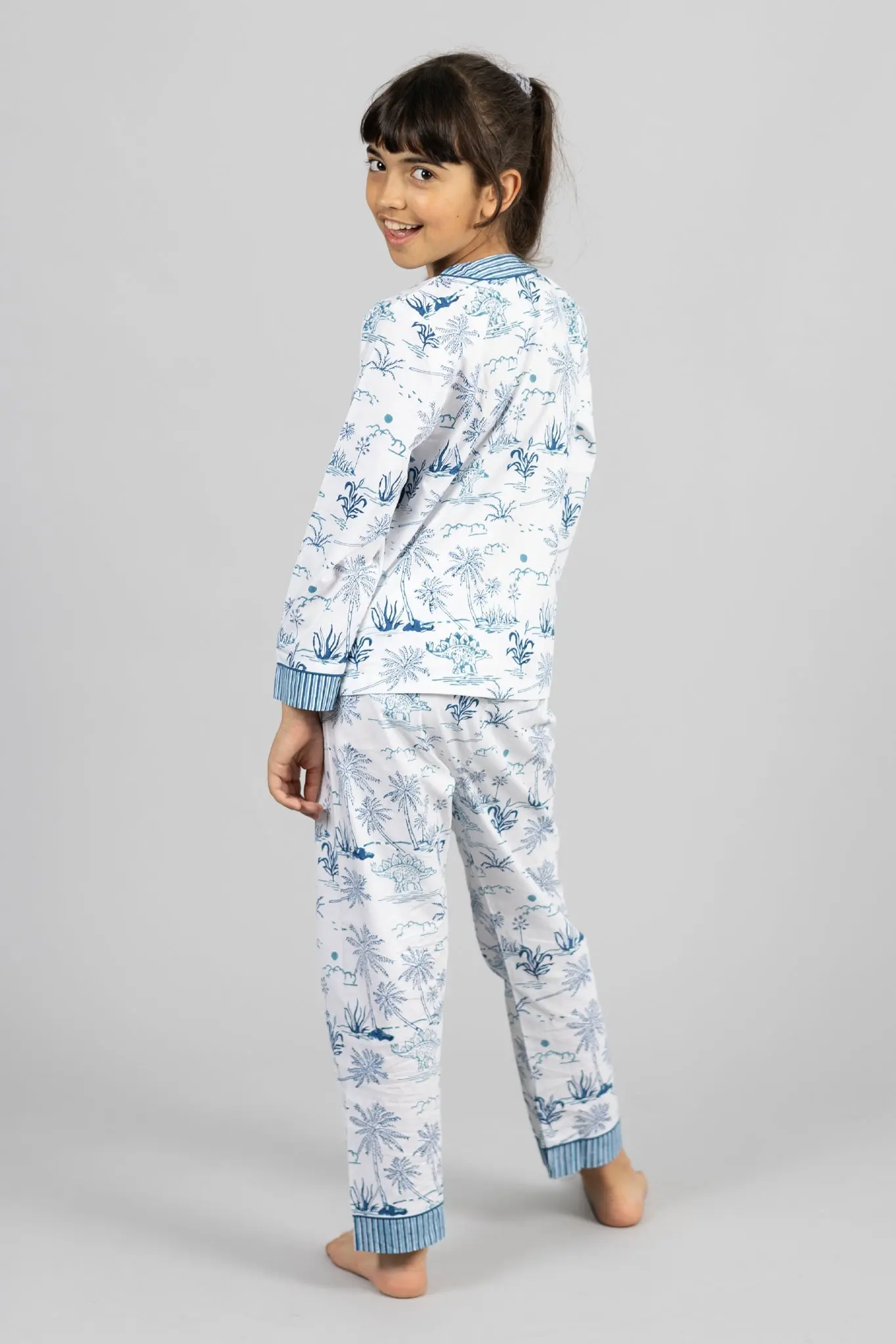 jurassic landscape Kids Organic Cotton Pyjama Trouser Set - Image 6