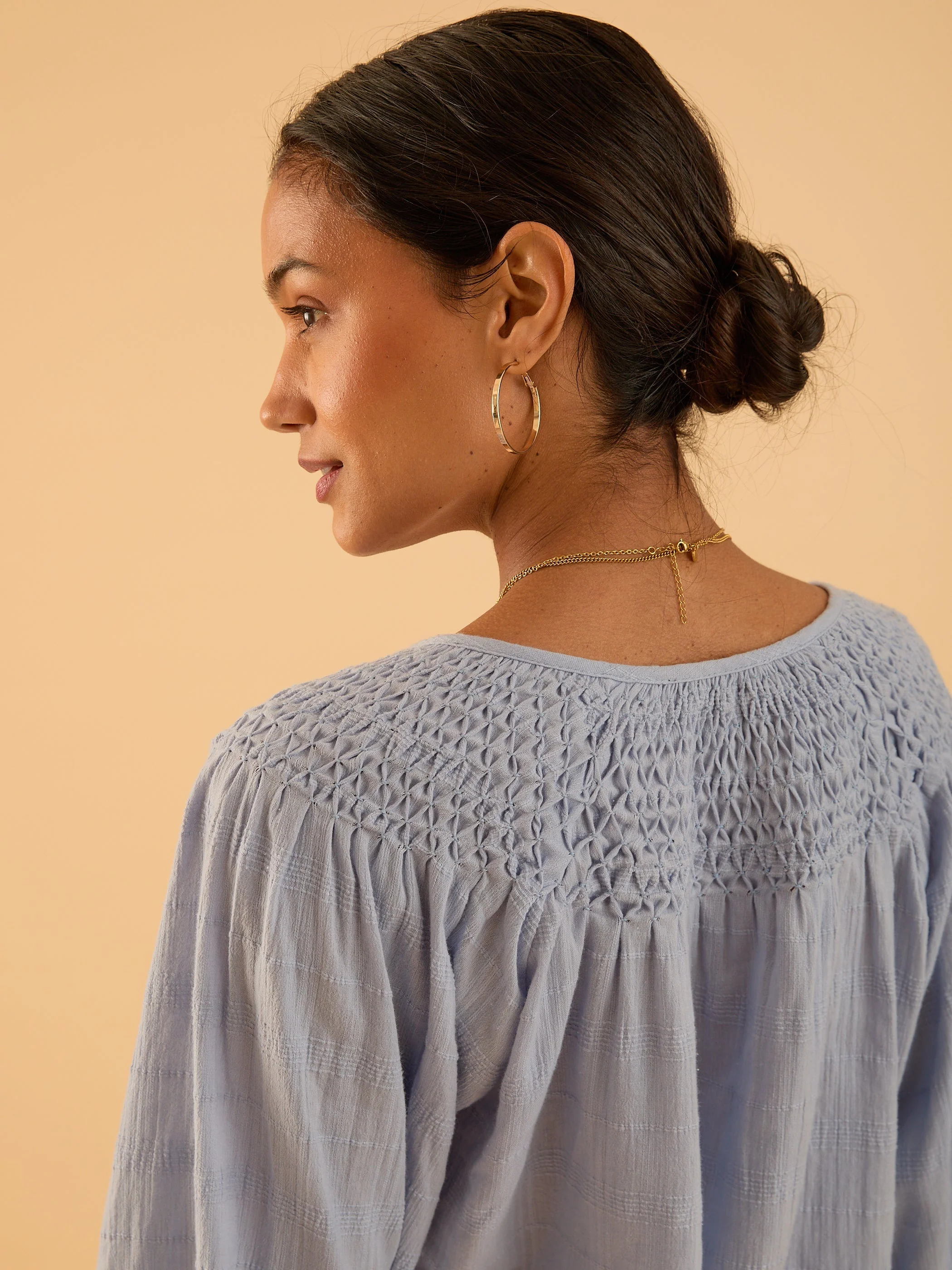 Kate blue smock detail blouse - Image 4