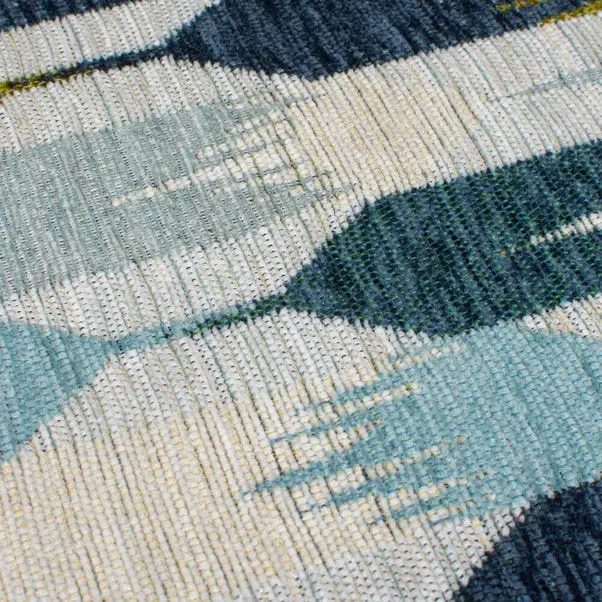 Kelso Geometric Blue Chenille Rug - Image 2