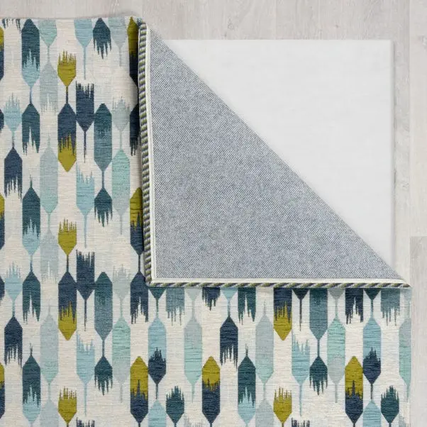 Kelso Geometric Blue Chenille Rug - Image 3