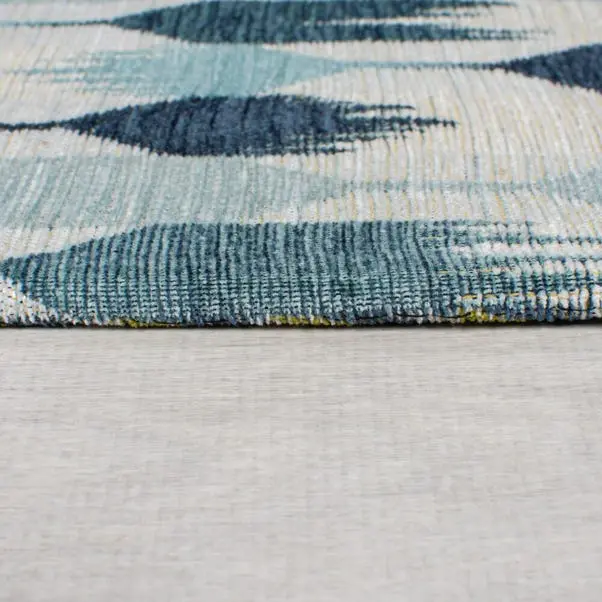 Kelso Geometric Blue Chenille Rug - Image 4