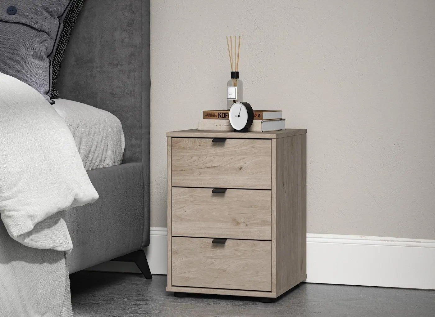 Kirkpatrick 3-Drawer Bedside - Brown