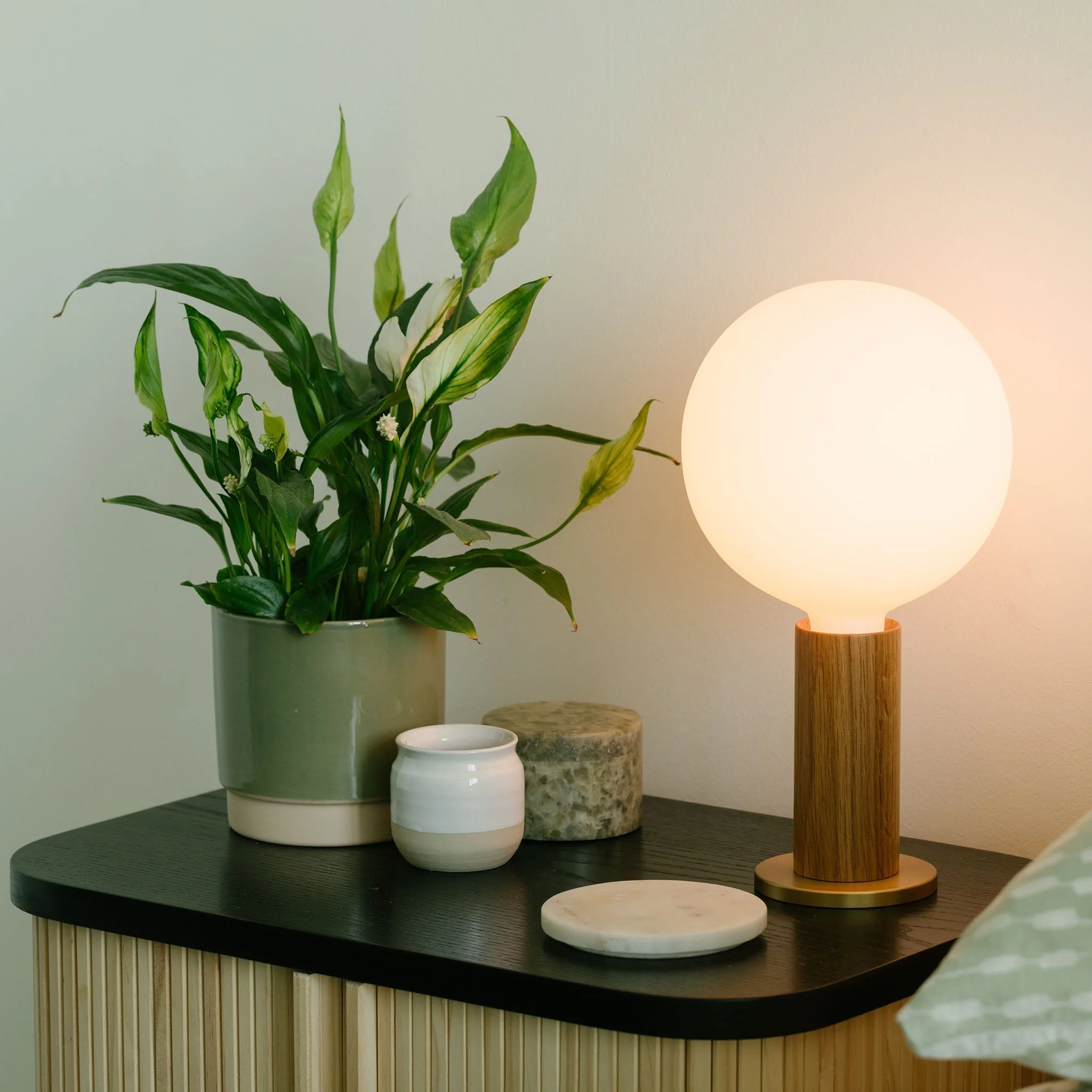Knuckle Table Lamp in Walnut + Sphere IV - Image 3