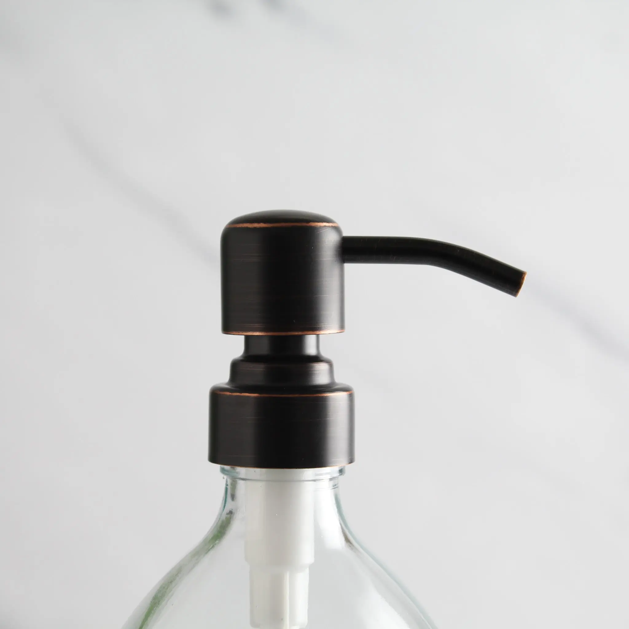Labelled Clear Glass Dispenser Bottle With Black/Copper Pump - Image 6