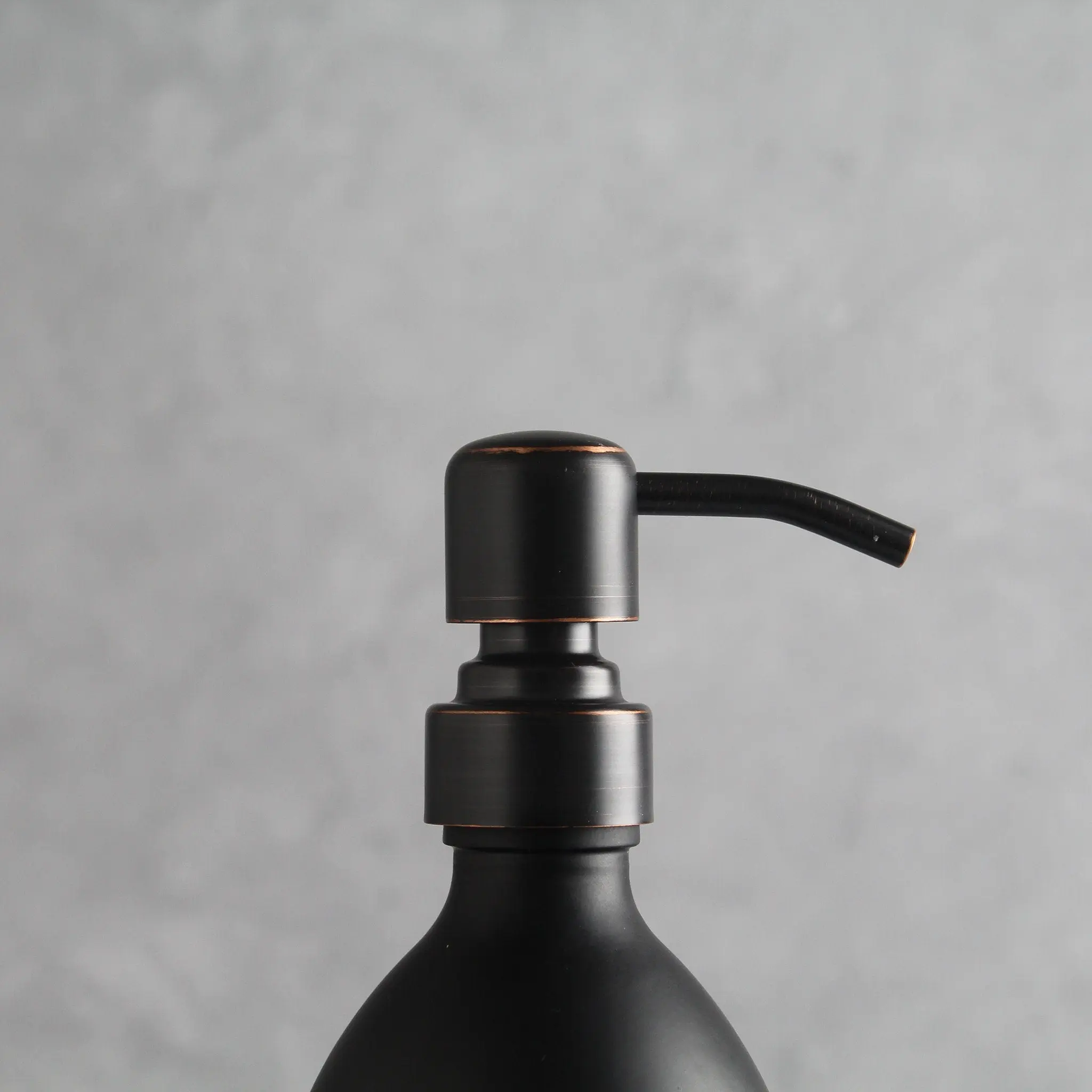 Labelled Matte Black Glass Dispenser Bottle With Black/Copper Pump - Image 6