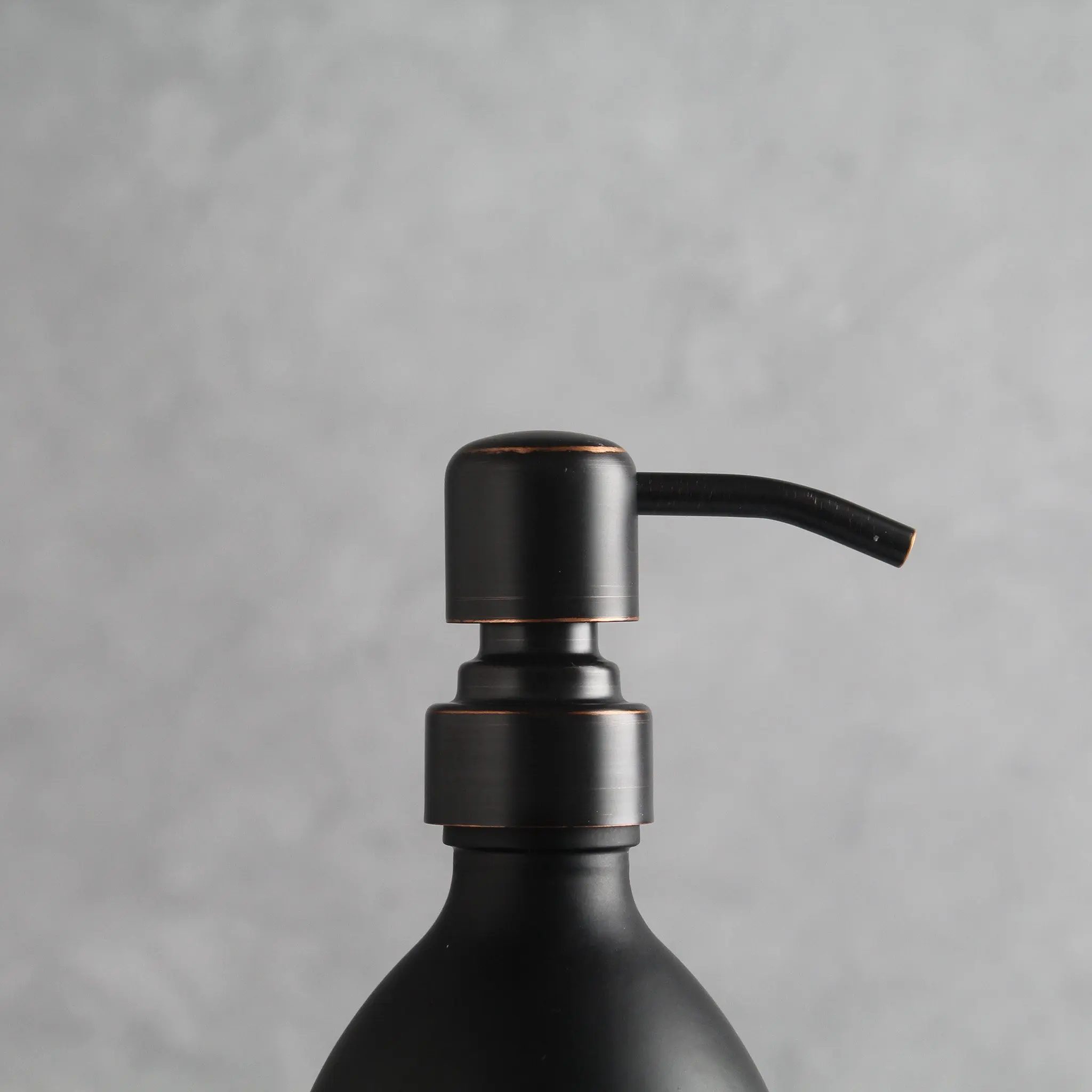 Labelled Matte Black Glass Dispenser Bottle With Black/Copper Pump - Image 6