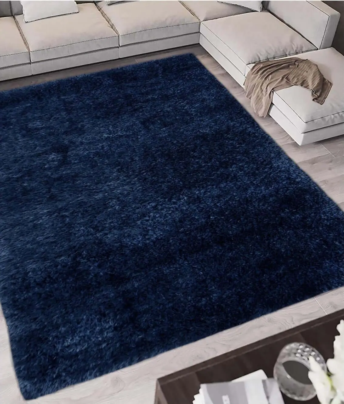 Lagom Navy Shaggy Rug - Image 3