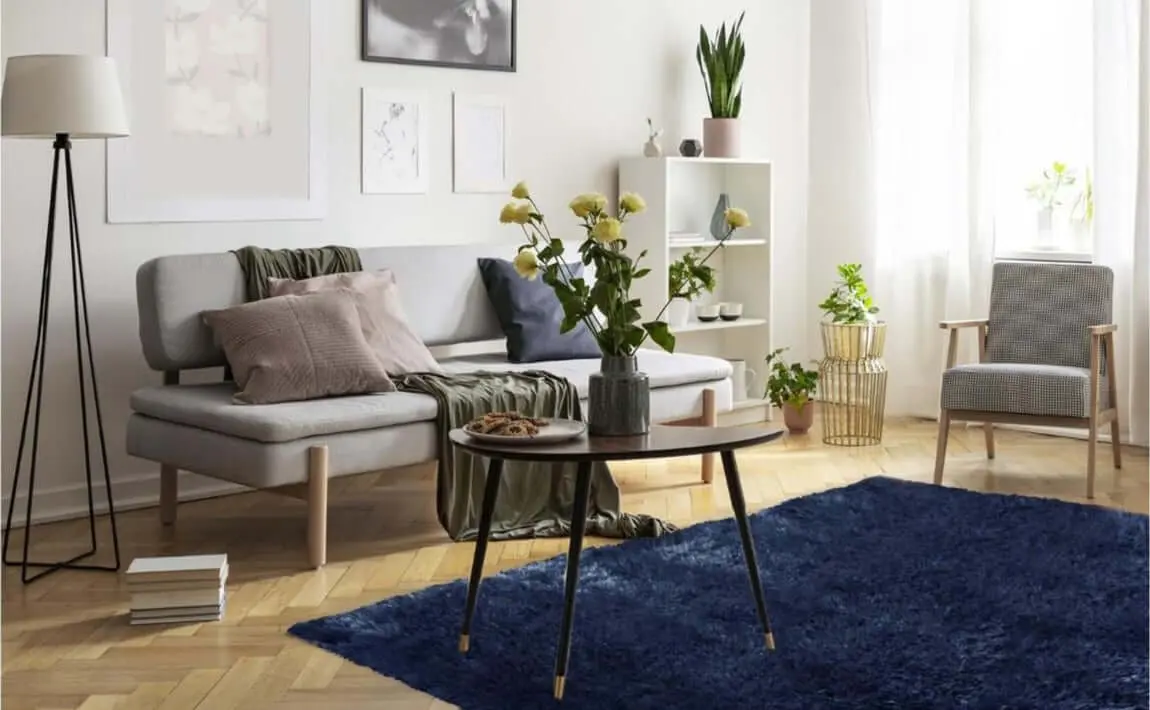 Lagom Navy Shaggy Rug - Image 6