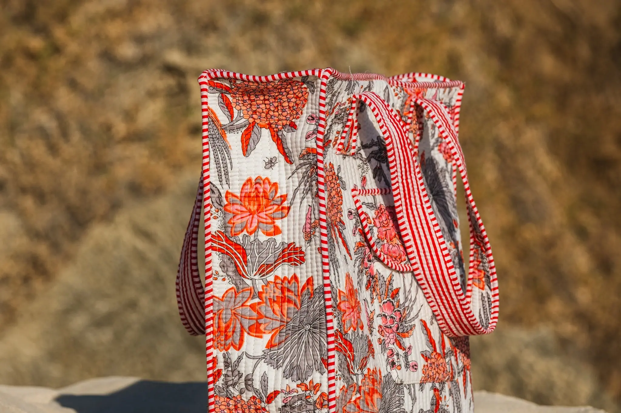 Large Lotus Block Printed Tote Bag - Image 5