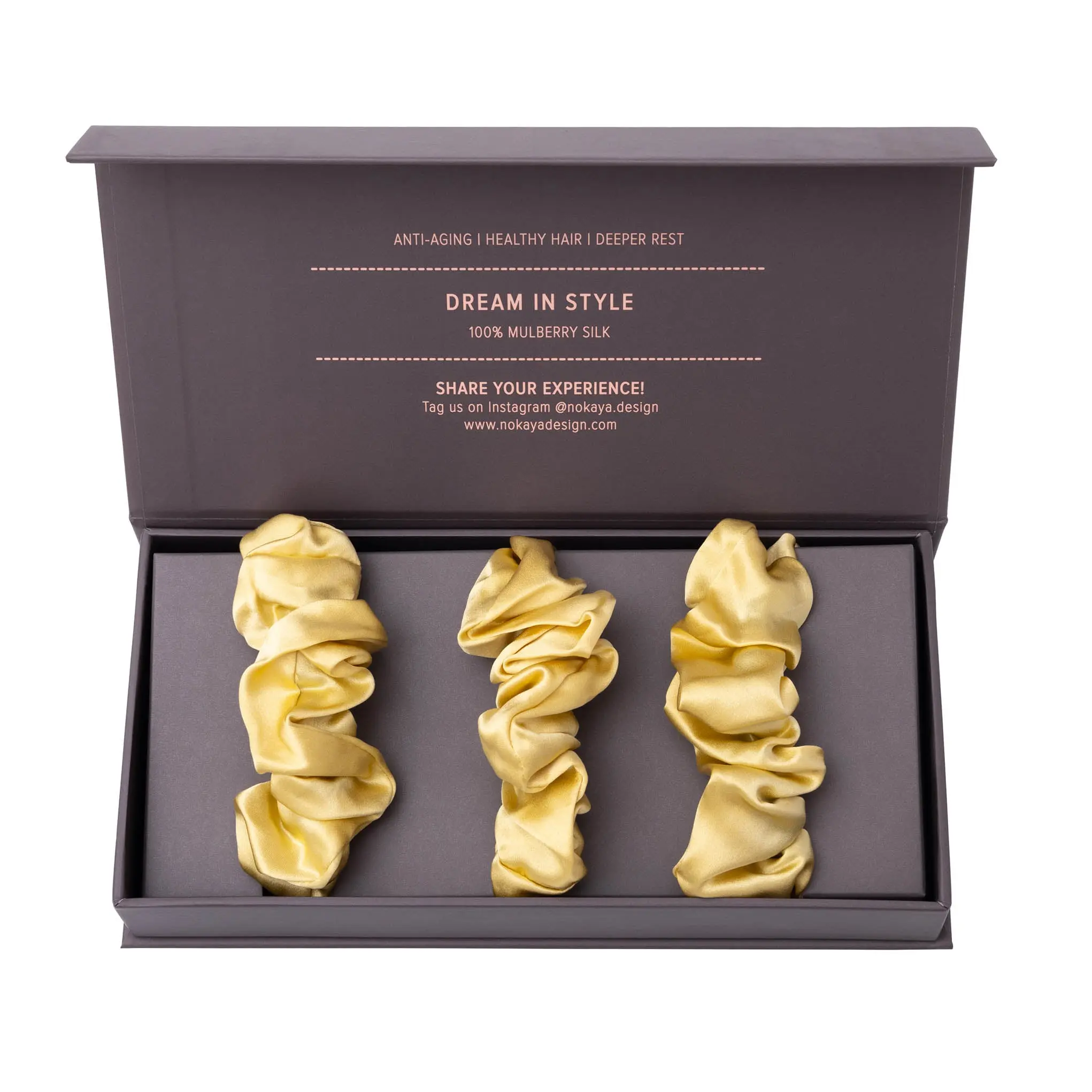 Large Silk Scrunchie Set Panna Cotta - Image 2