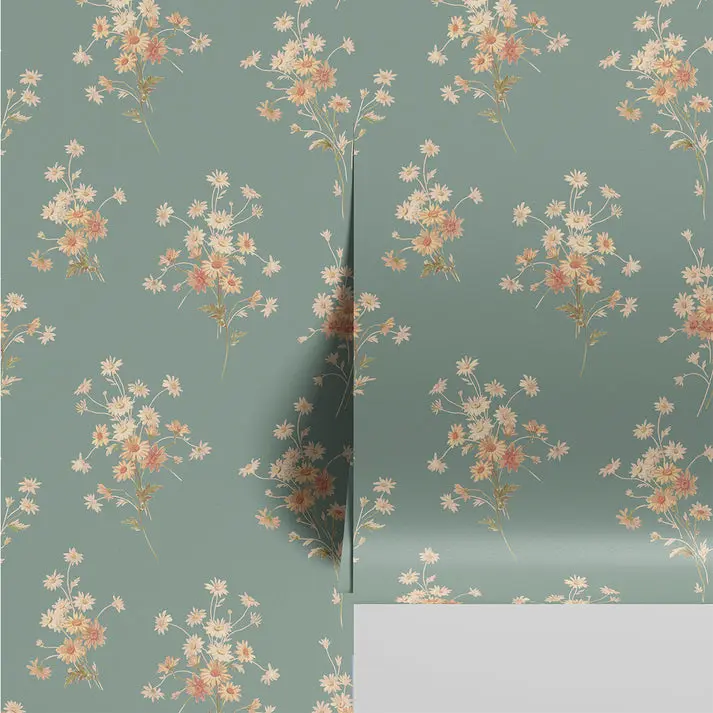 Laurel Green Daisy Bouquet Wallpaper - Image 3