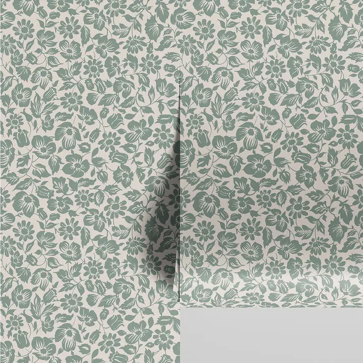 Laurel Green Meadow Floral Wallpaper - Image 3