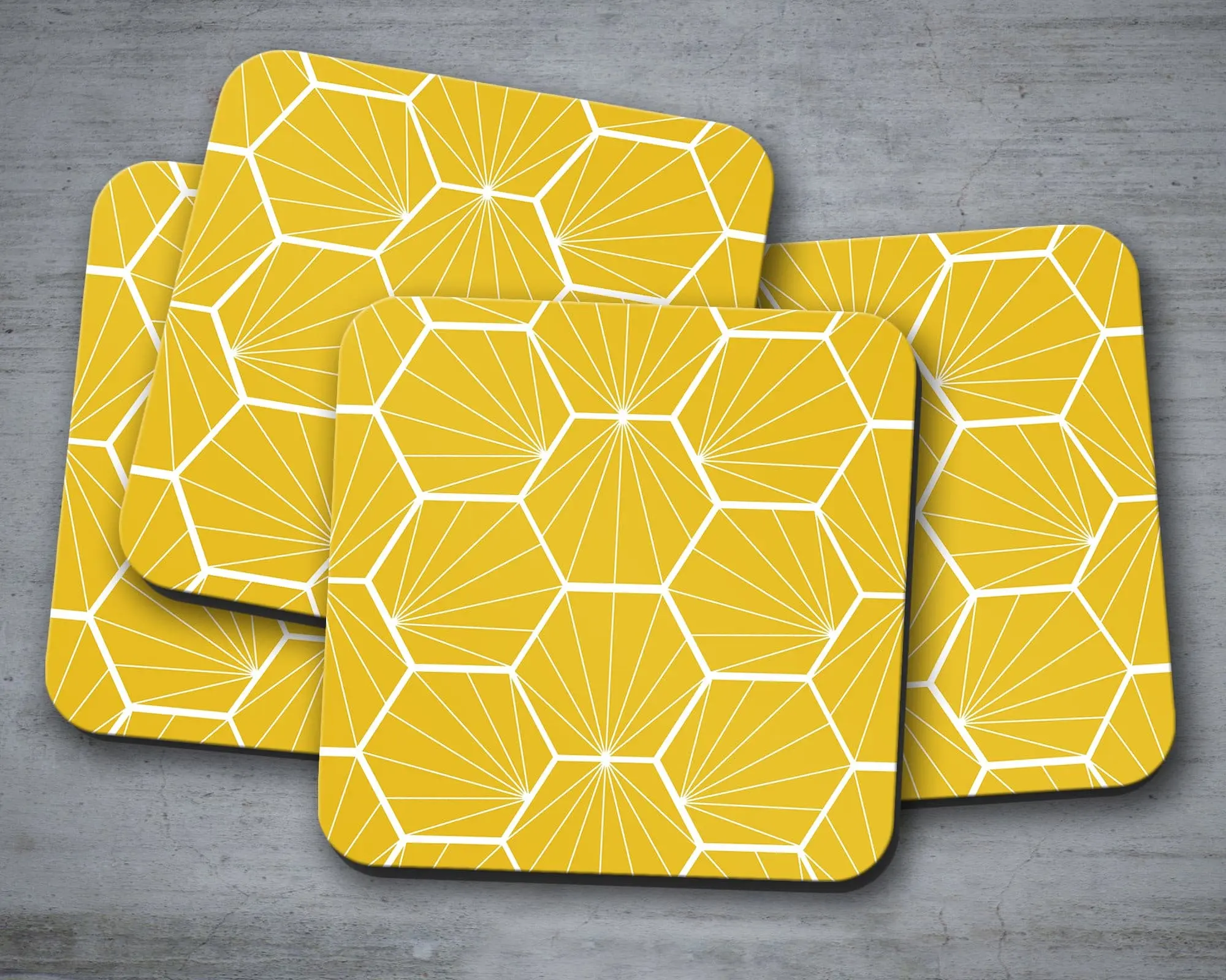 Lemon Yellow Geometric Hexagons Placemats, Set of 4 or Set of 6 - Image 5