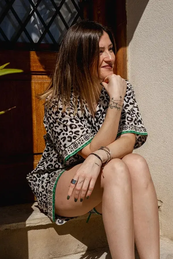 Leopard Print Cotton Pyjamas Shorts Set - Image 2