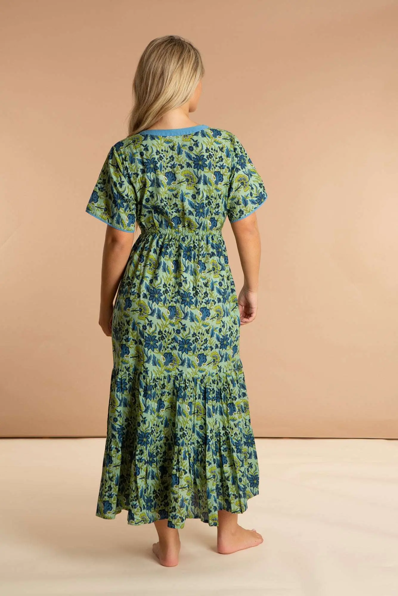 Lime Patchouli Floral Cotton Dress - Image 3
