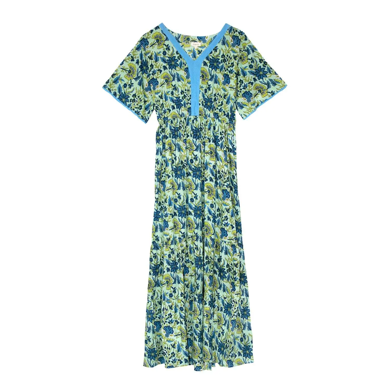 Lime Patchouli Floral Cotton Dress - Image 4