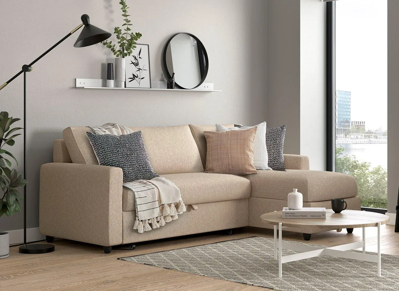 Limerick 3 Seat Corner Sofa Bed - Cream