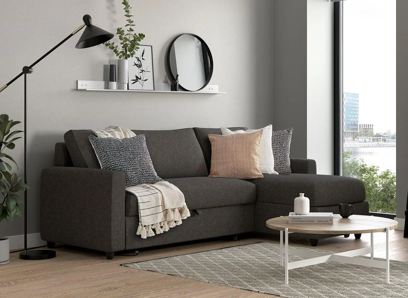 Limerick 3 Seat Corner Sofa Bed - Smoke - Grey