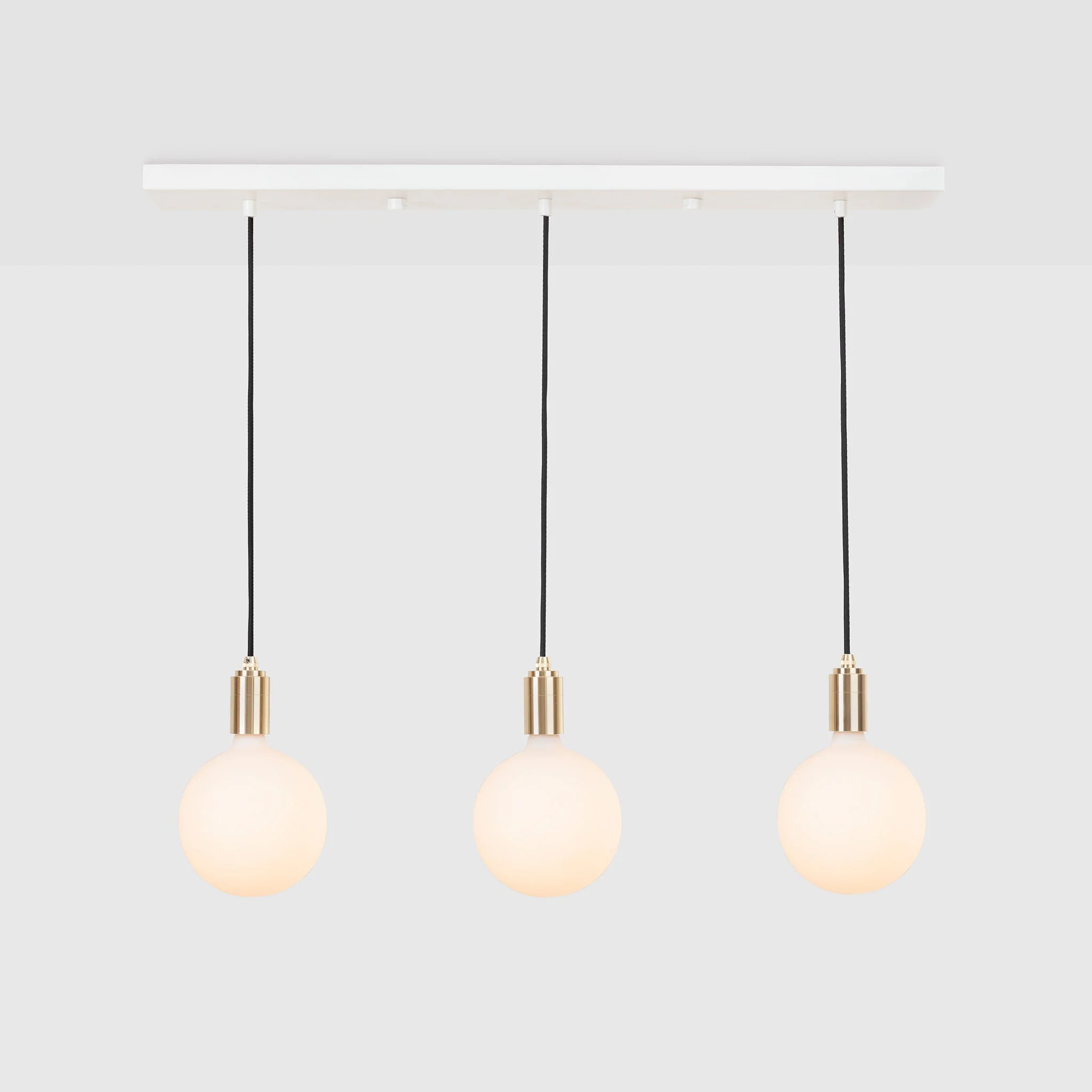 Linear Triple Pendant in Brass + Sphere IV