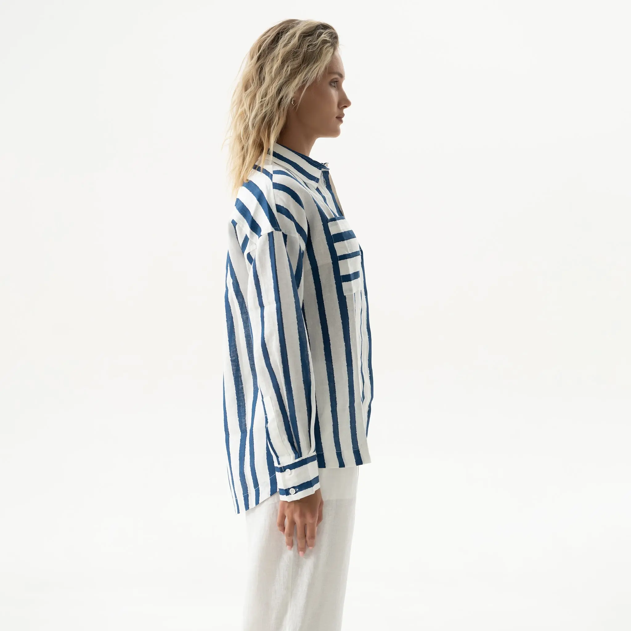 Linen Spirit Shirt Nautical Print - Image 6