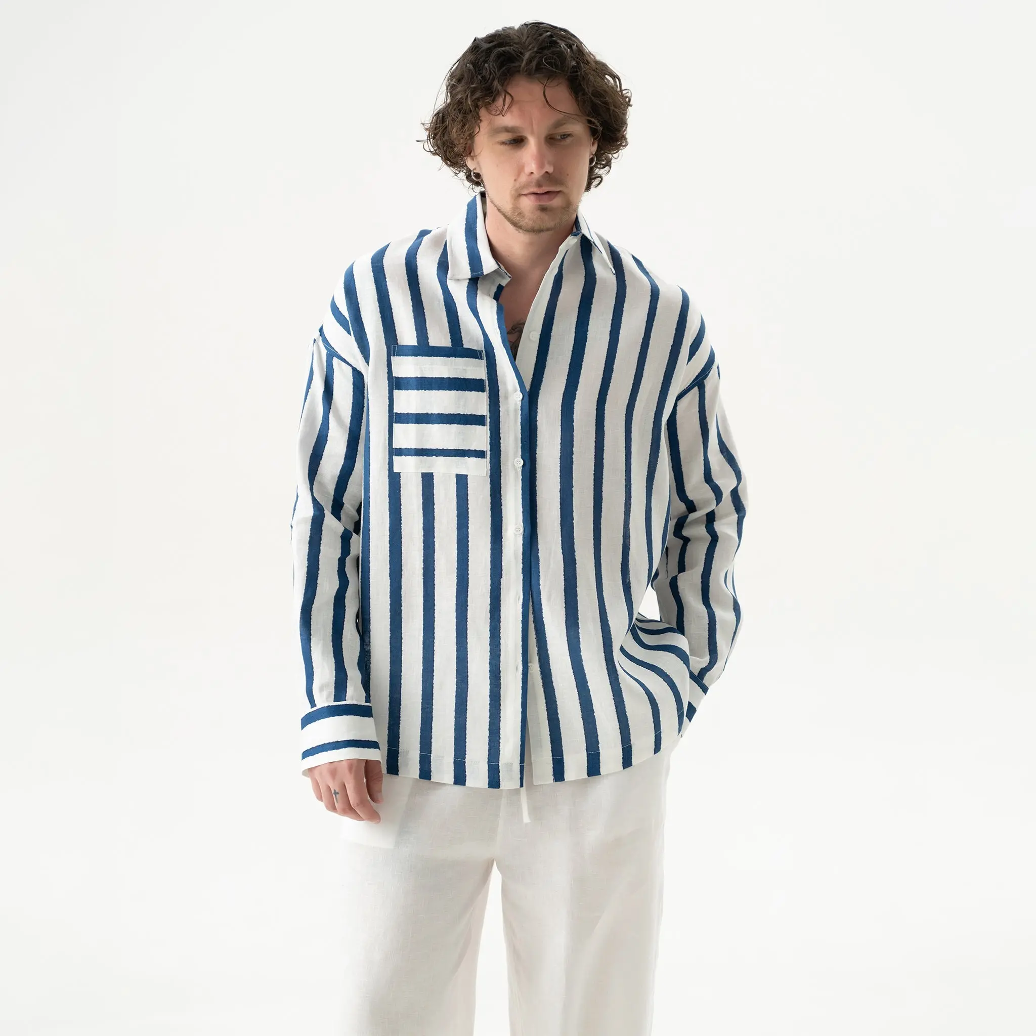 Linen Spirit Shirt Nautical Print - Image 9