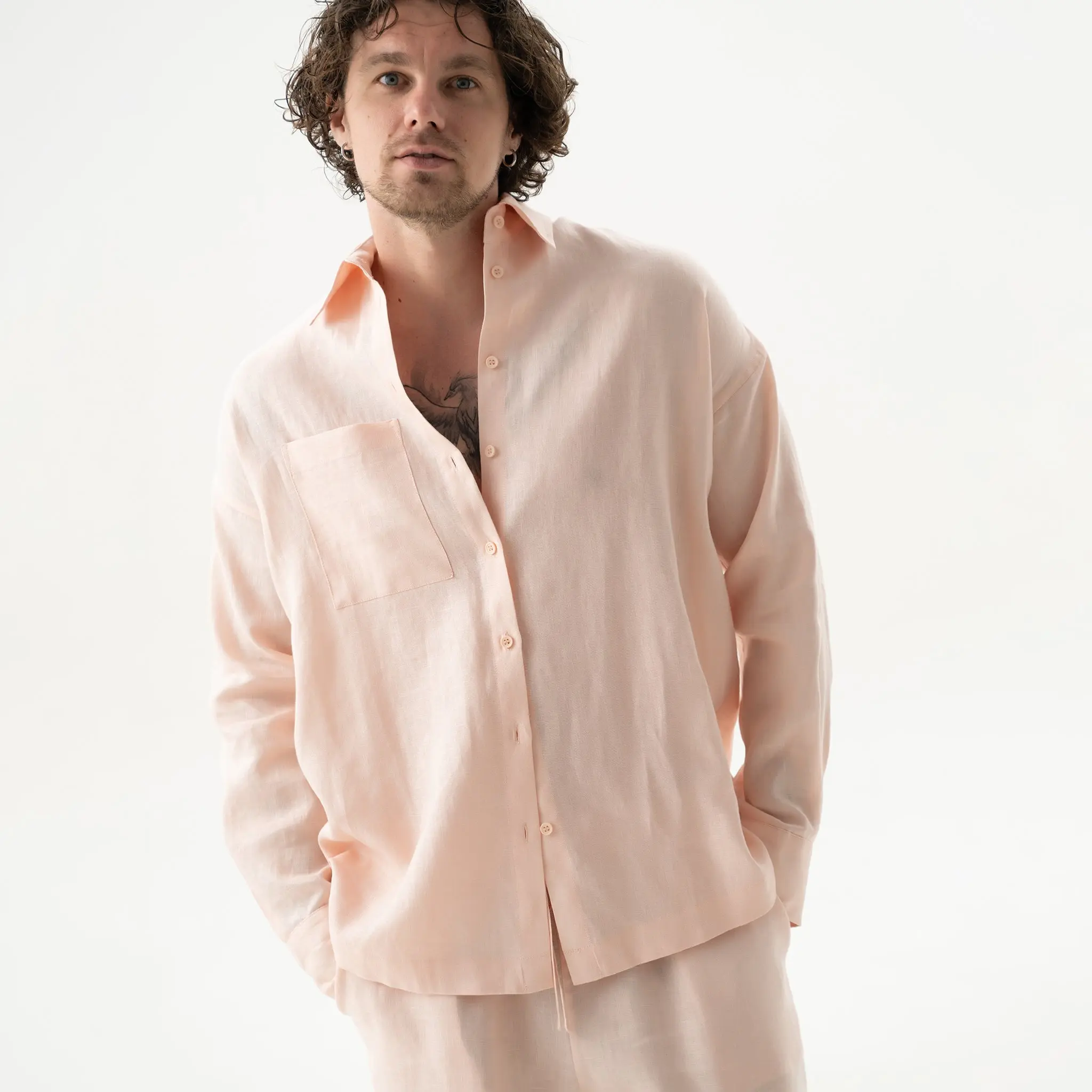 Linen Spirit Shirt Peach Powder - Image 8