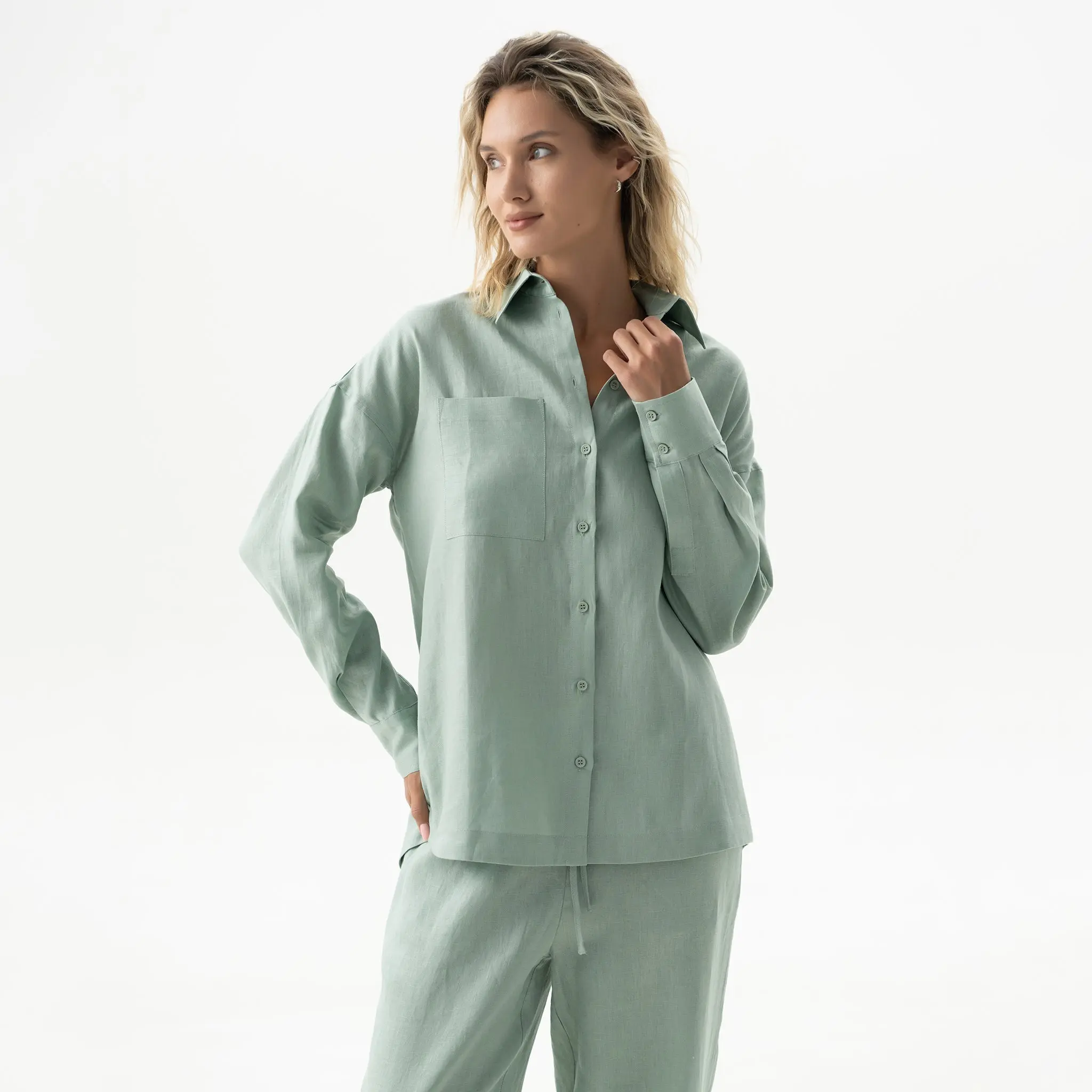 Sage Green Linen Spirit Shirt - Image 3