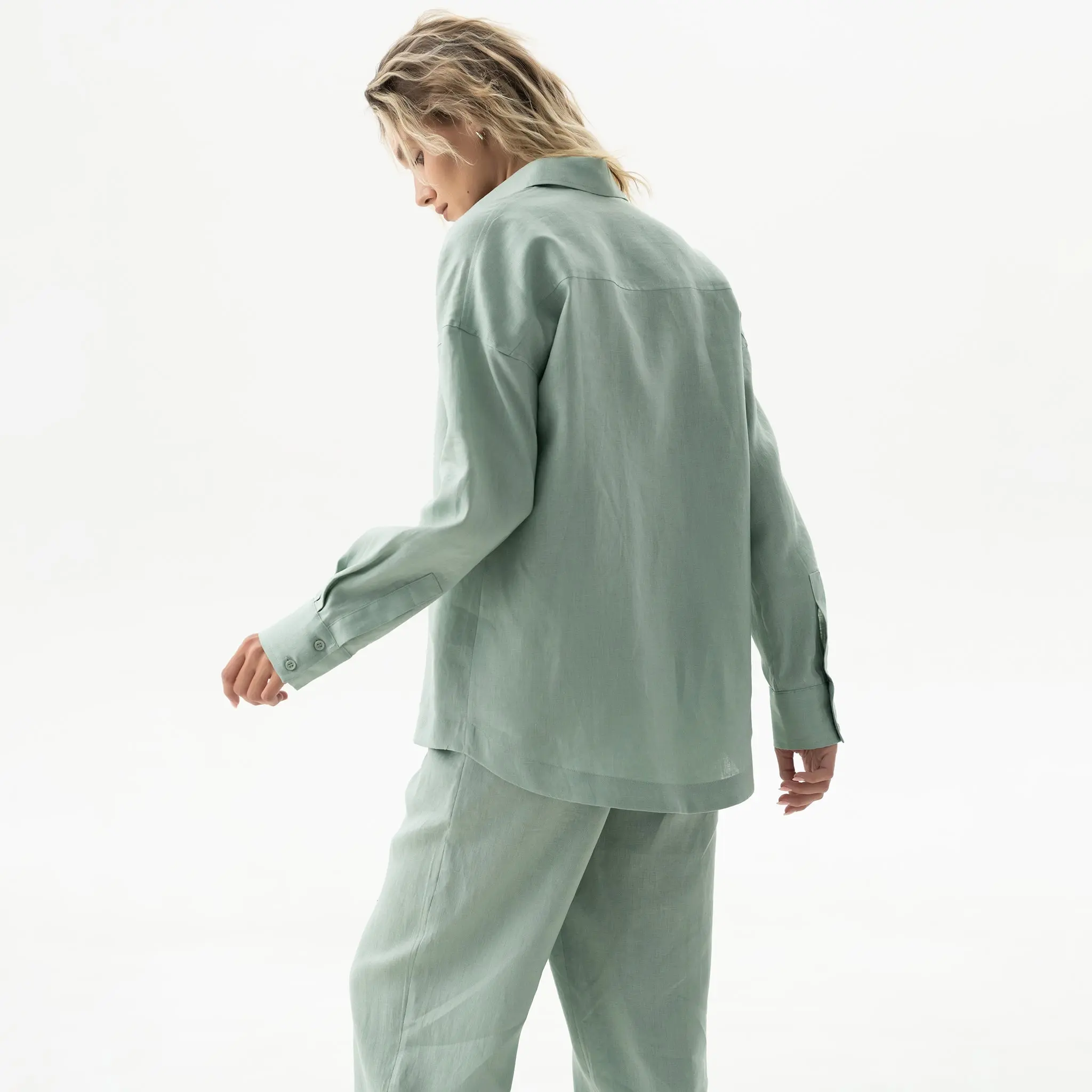Sage Green Linen Spirit Shirt - Image 4