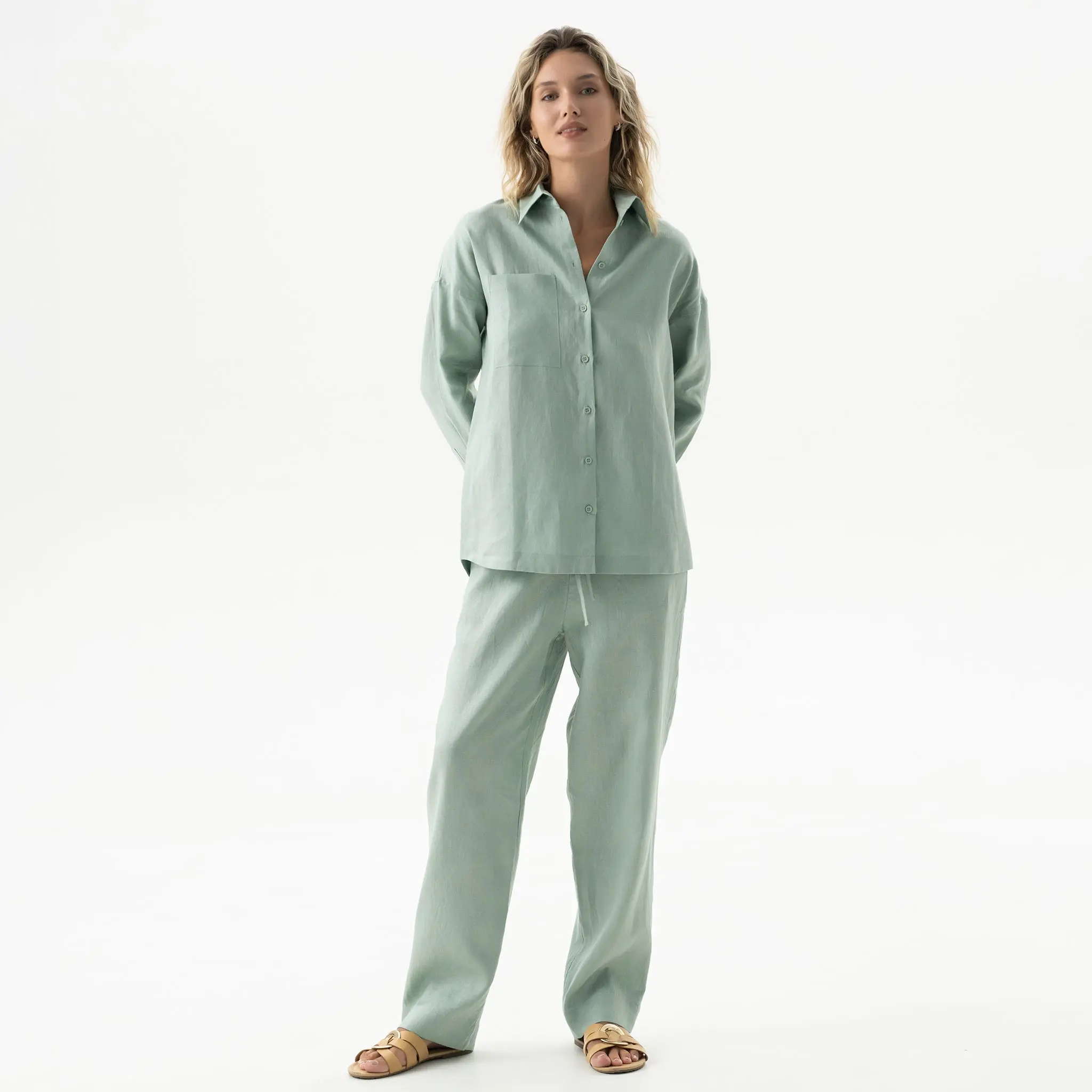 Sage Green Linen Spirit Shirt - Image 6