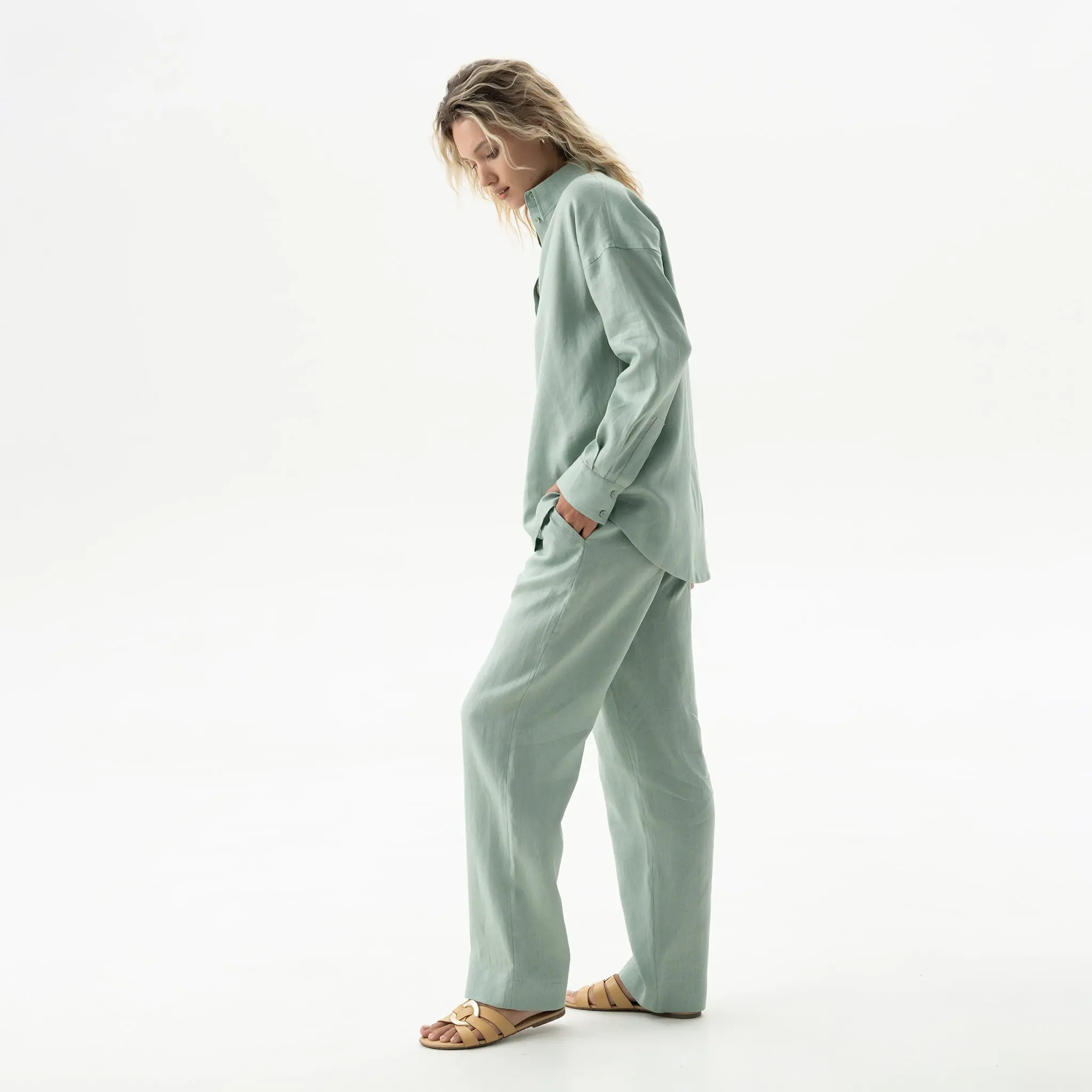 Sage Green Linen Spirit Shirt - Image 7