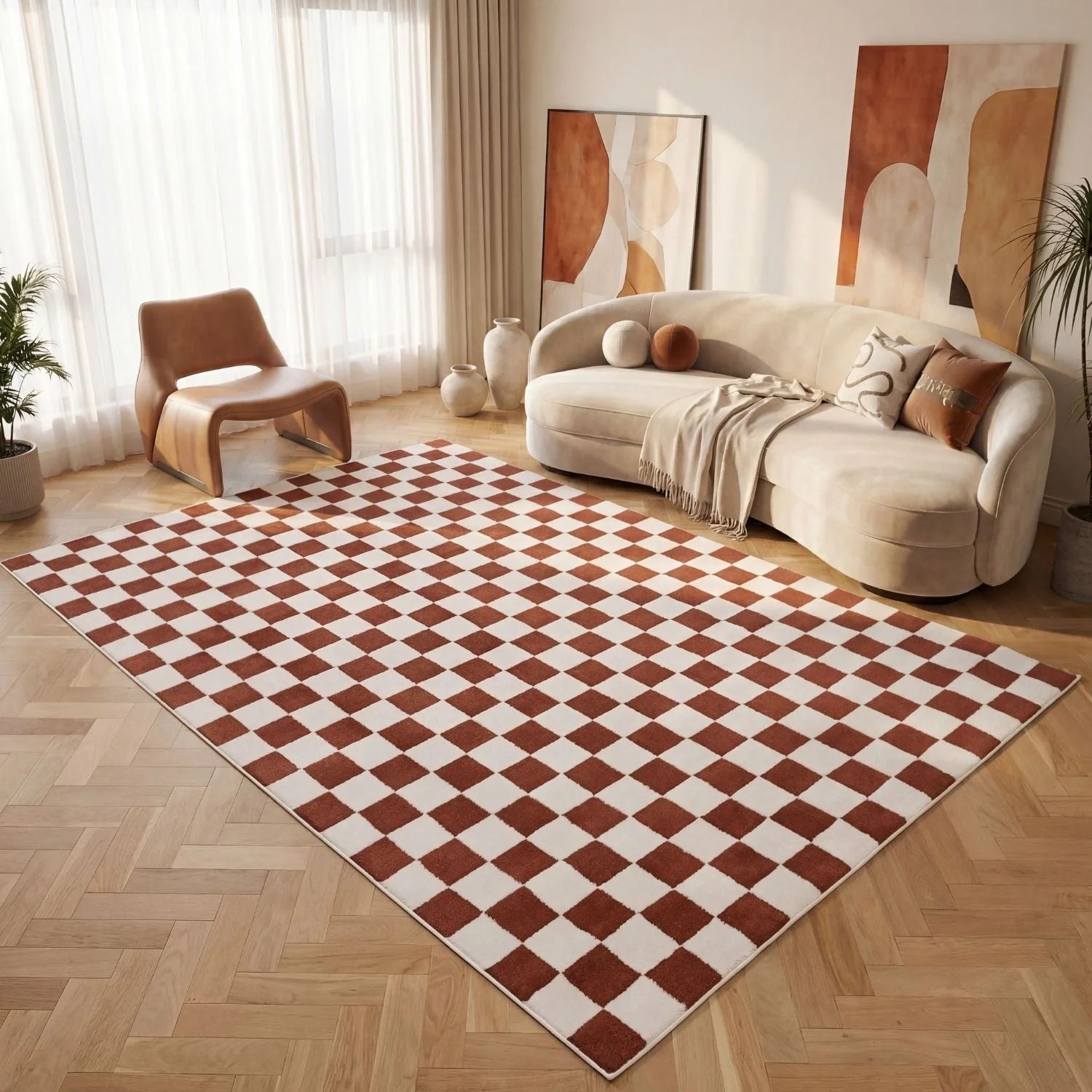 Loft Checkerboard Terra Rug - Image 9