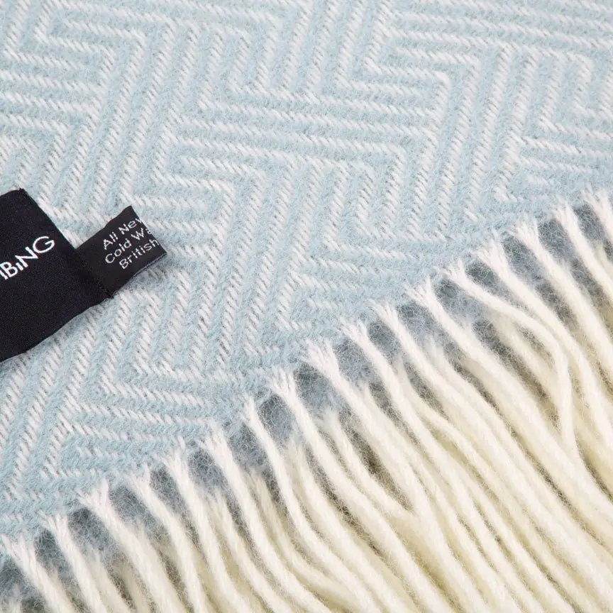 Lollypop - Pure New Wool Blanket - Duck Egg - Image 6