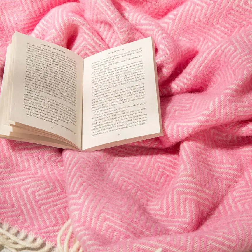 Lollypop - Pure New Wool Blanket - Pink - Image 2