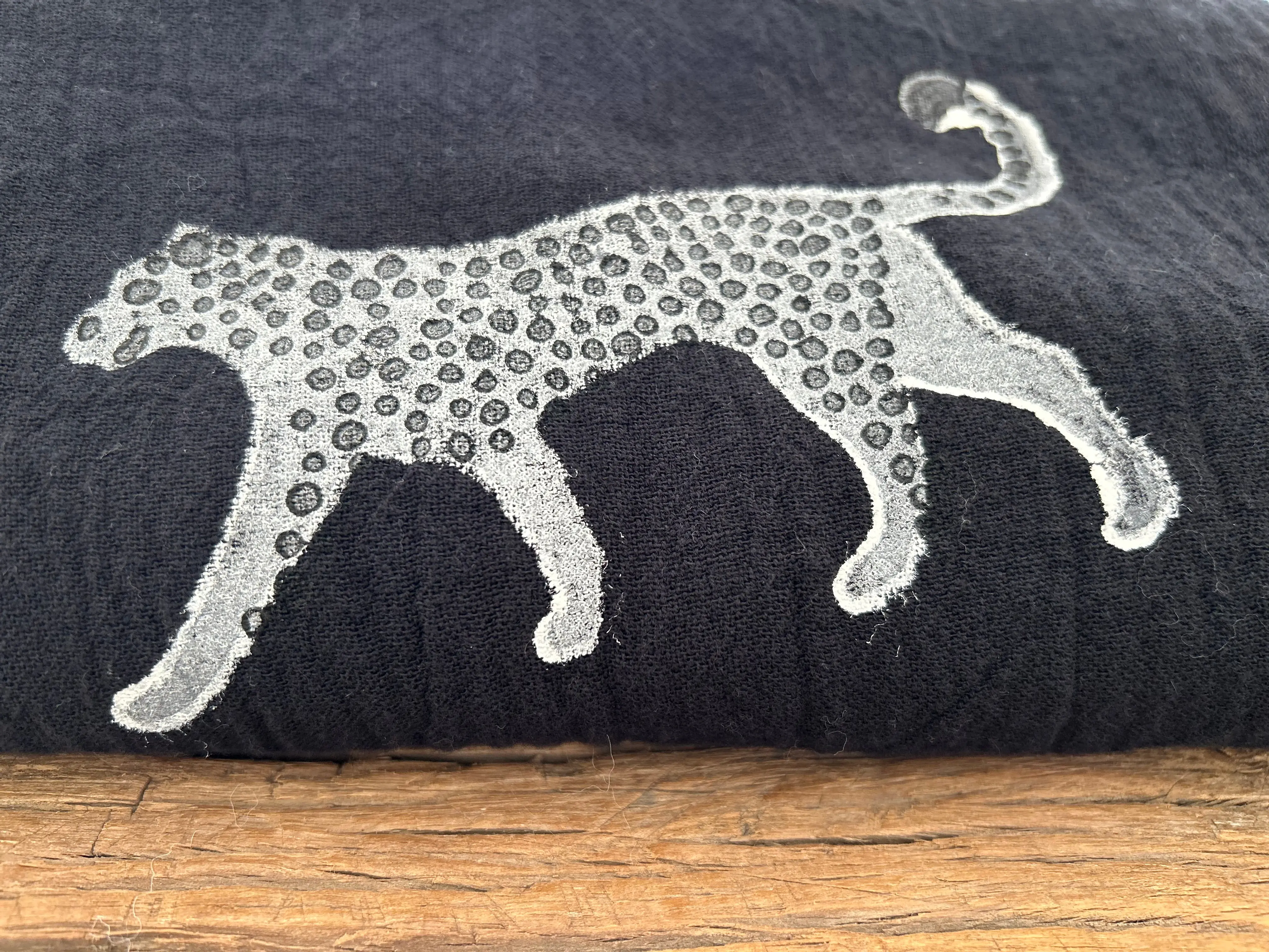 Long Cotton Robe: Black with Cheetah - Image 4