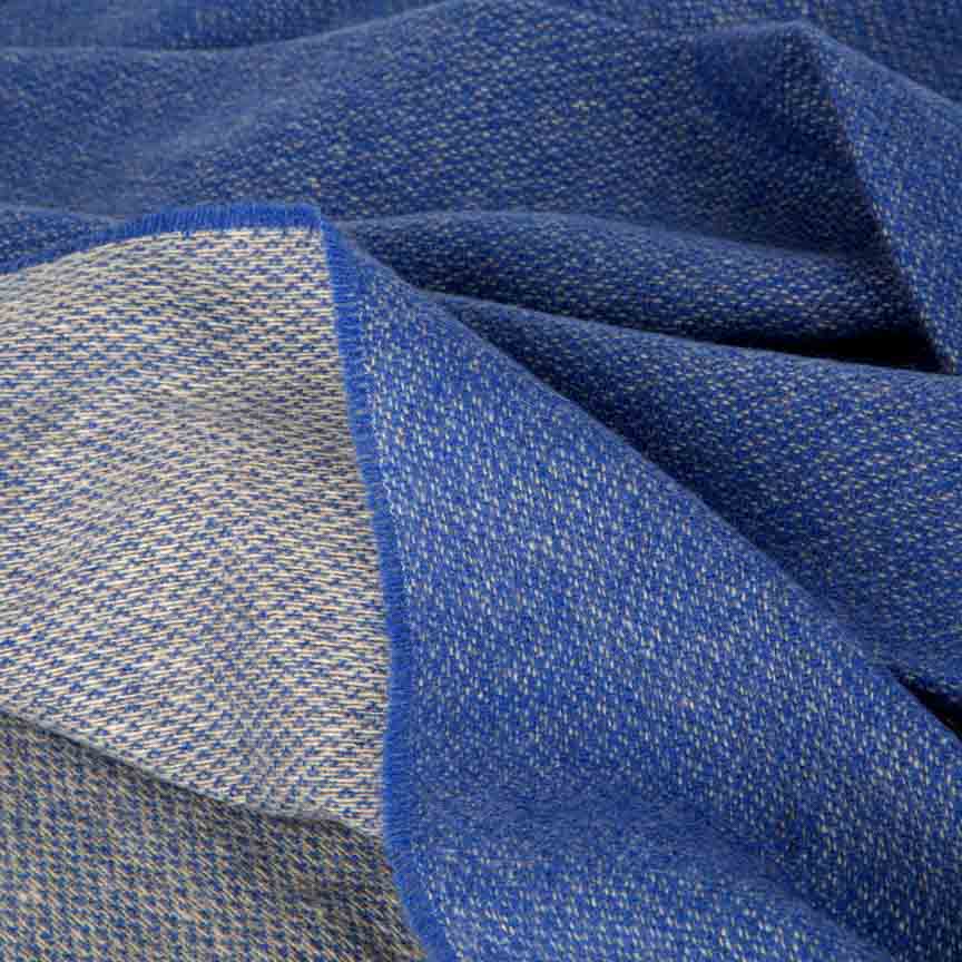 Cobalt Blue & French Grey Reversible Love Stories 100% Cashmere Blanket - Image 5