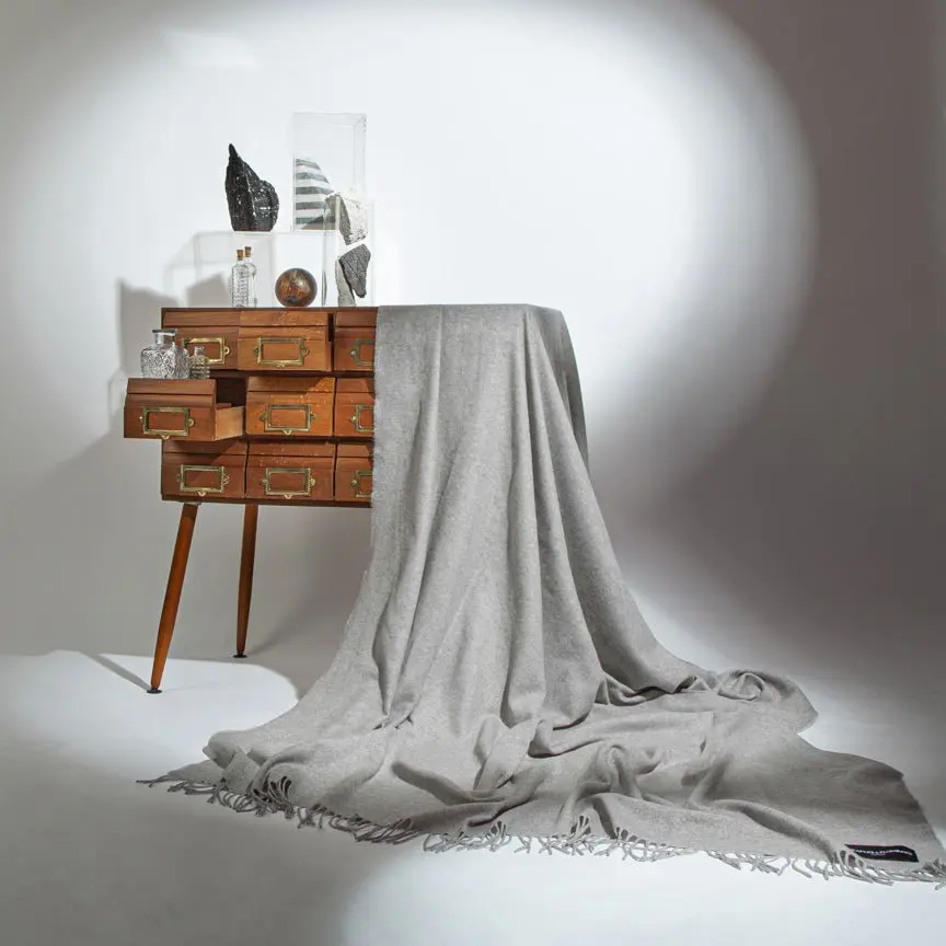 Light Grey Love Stories 100% Cashmere Blanket - Image 2