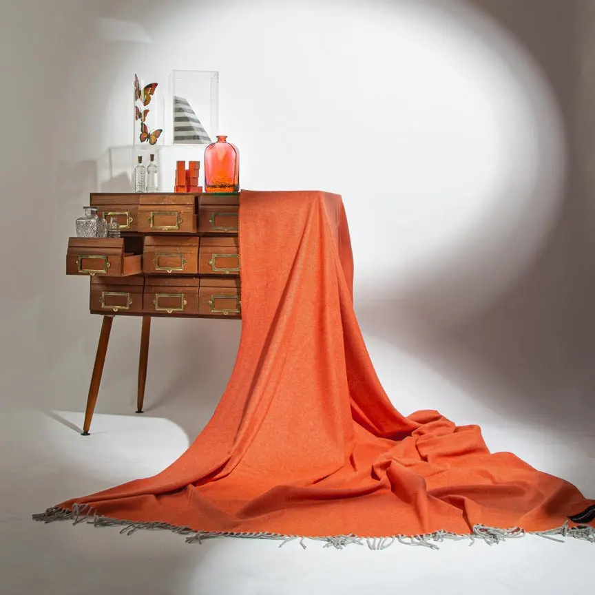 Tangerine Love Stories 100% Cashmere Blanket - Image 2