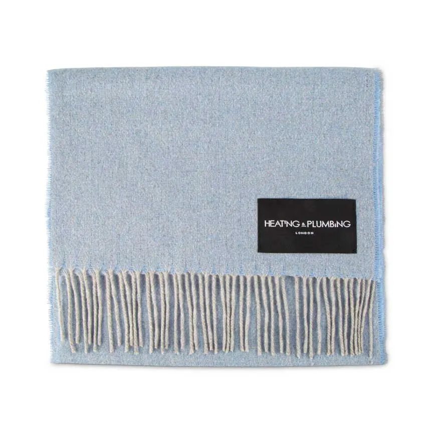 Sky Blue & Grey Love Stories - 100% Cashmere Scarf - Image 4