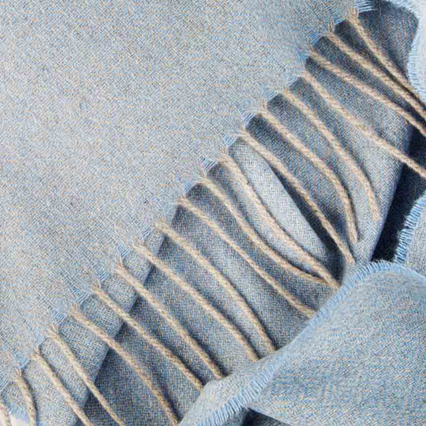 Sky Blue & Grey Love Stories - 100% Cashmere Scarf - Image 5