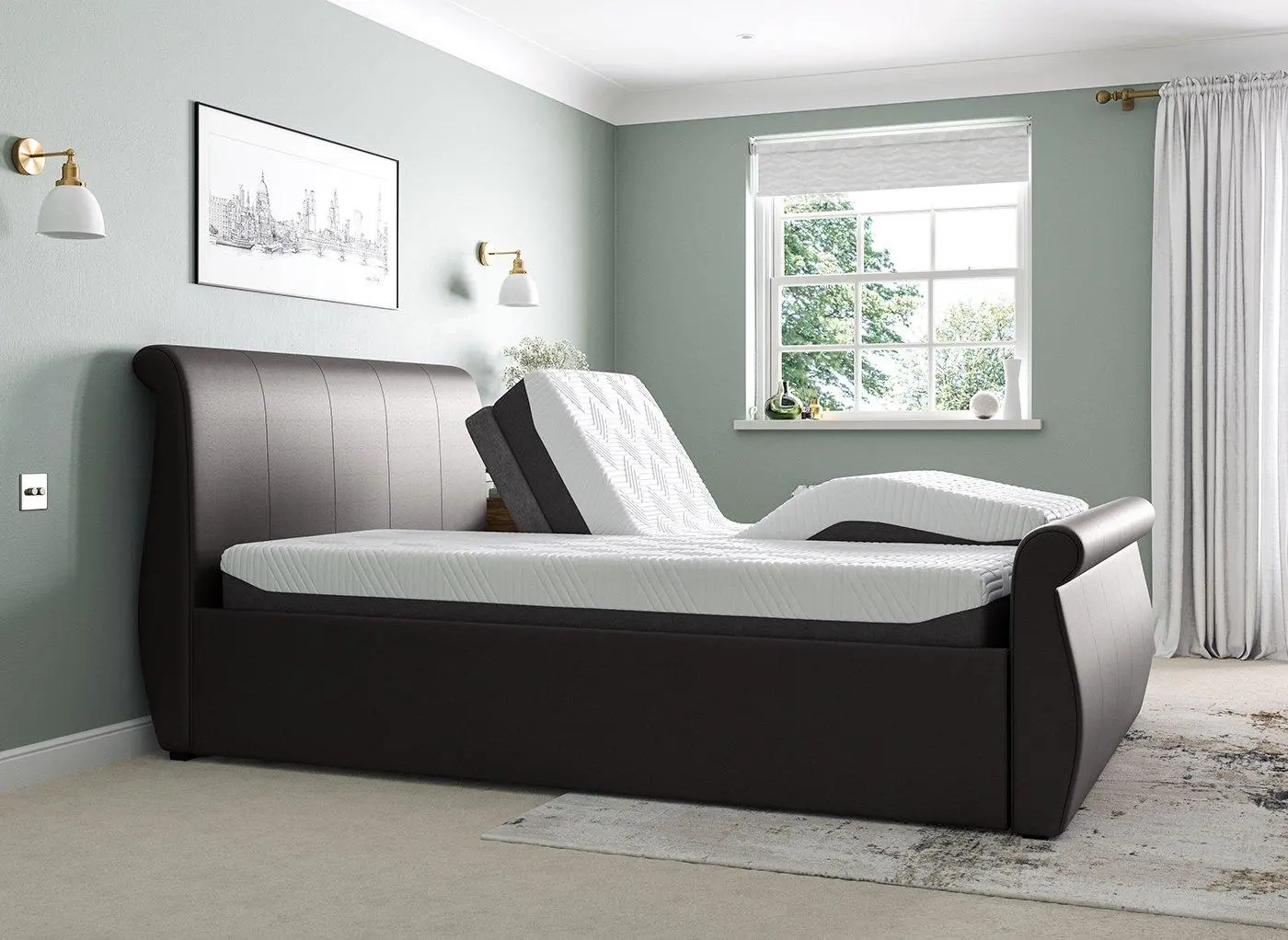 Lucia Sleepmotion 200 u&i Adjustable Upholstered Bed Frame - Brown