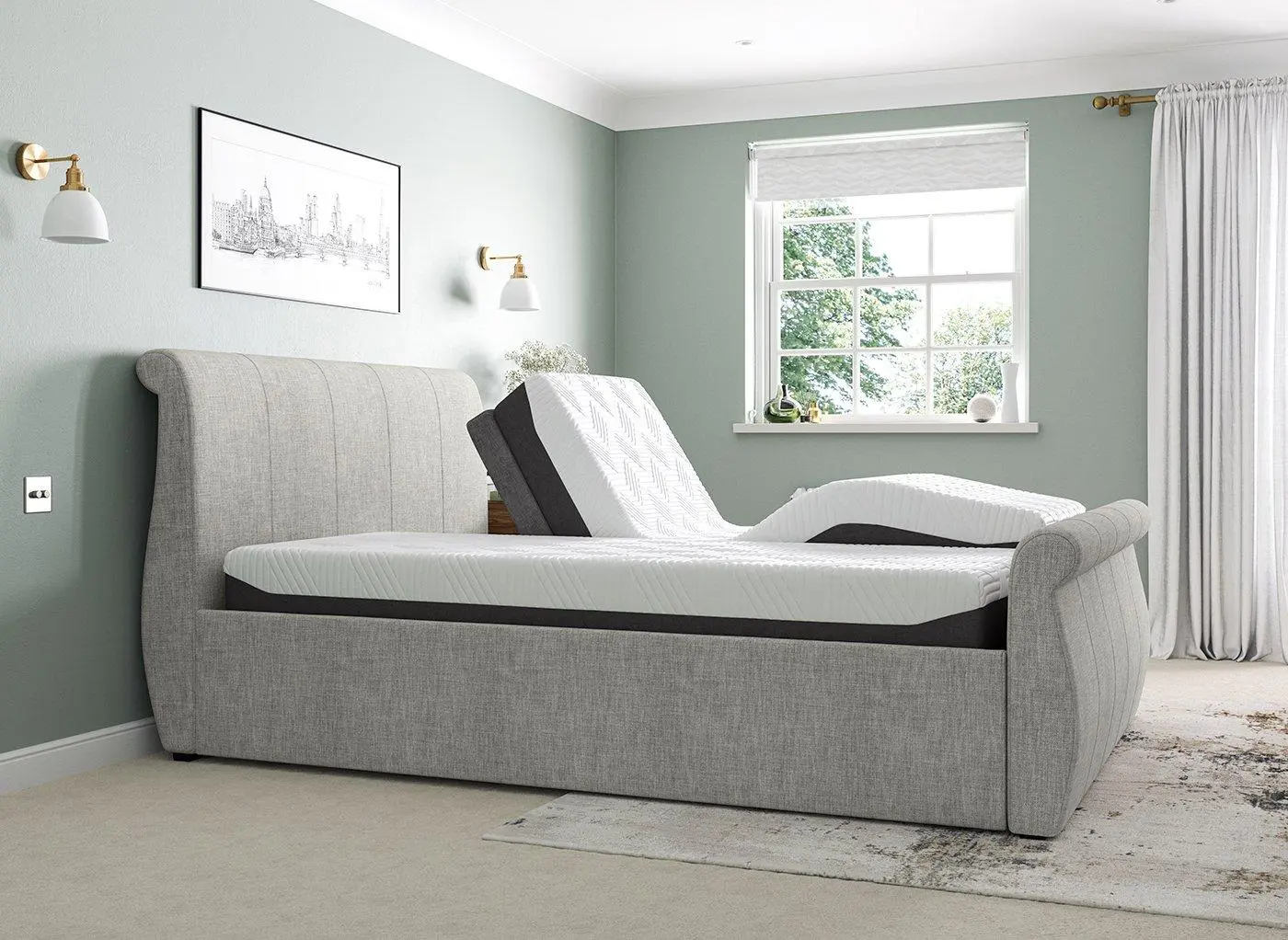Lucia Sleepmotion 200 u&i Adjustable Upholstered Bed Frame - Silver