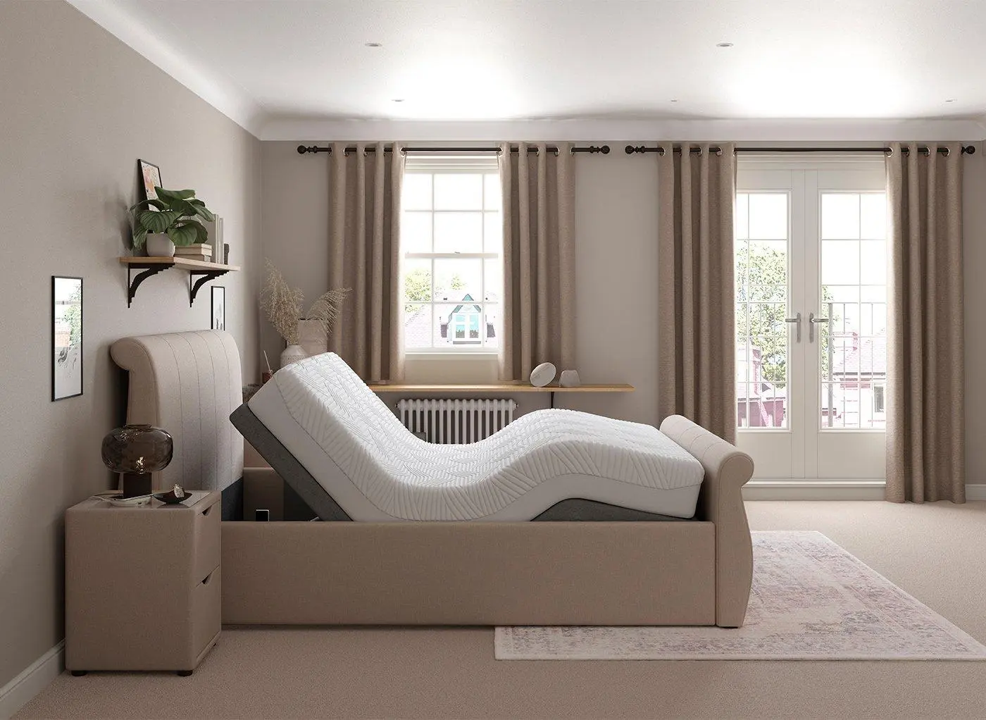 Lucia Sleepmotion 400i Adjustable Upholstered Bed Frame - Cream