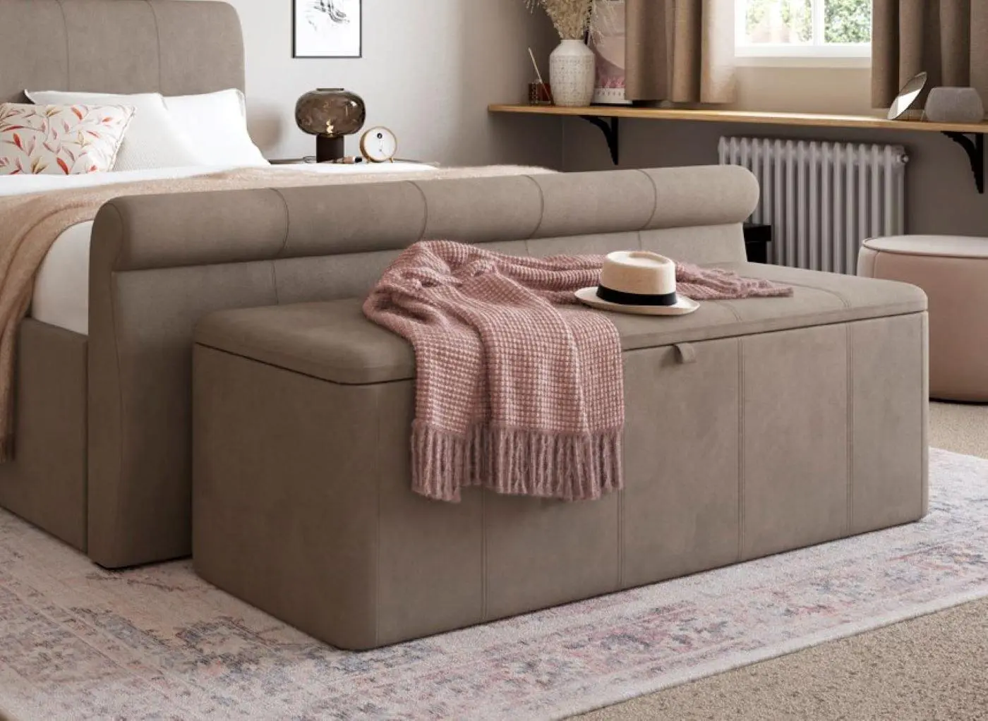 Lucia / Wilson Upholstered Blanket Box - Beige