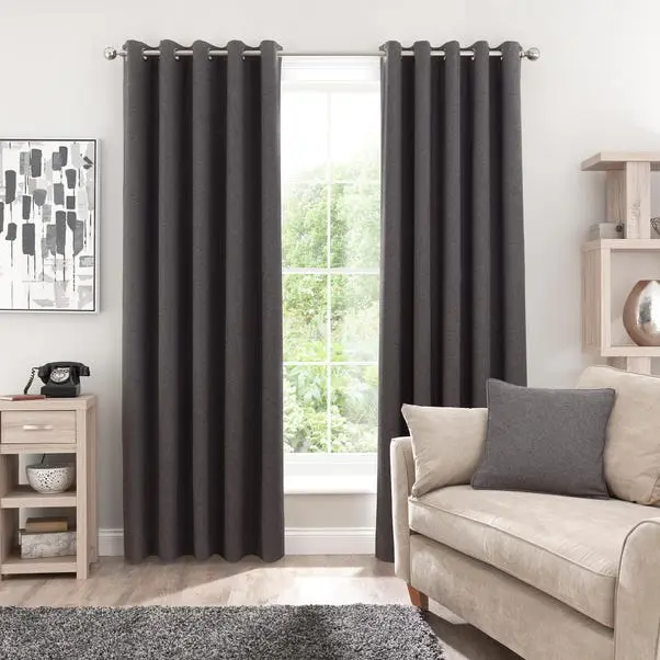 Luna Brushed Blackout Eyelet Curtains - Image 2